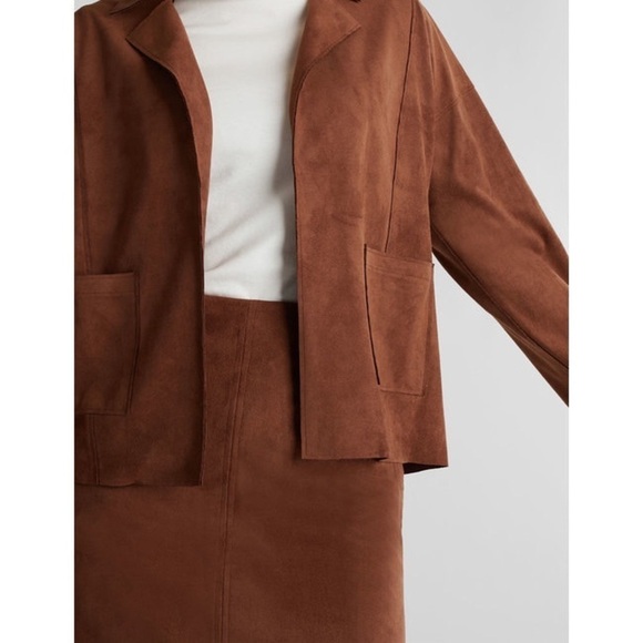 ESPRIT Brown Faux Suede Fully Lined Skirt with Pockets NWT - Picture 3 of 12